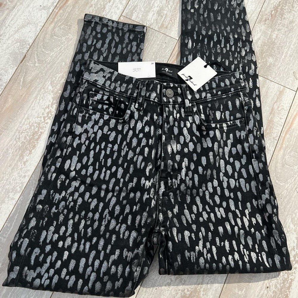 Skinny 7 For All Mankind Leopard Metalic Jeans size 24